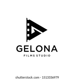 Illustration of the G mark is made like a roll of film modern and clean play video sign.