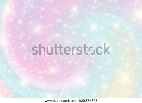 銀河幻想の背景とパステルカラーのイラスト パステル空に虹を描いたユニコーン ボケとパステル 雲と空 かわいい明るい飴の背景 のベクター画像素材 ロイヤリティフリー
