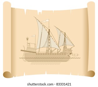 illustration gallery on the old papyrus paper