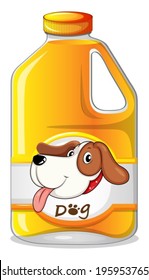 Illustration of a gallon of dog soap on a white background