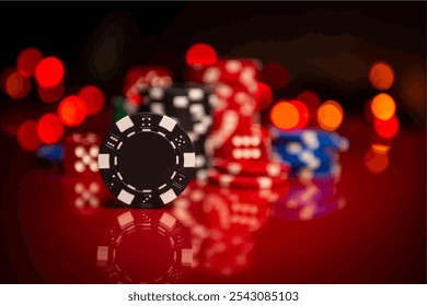 Ilustração de fichas de jogo. Conceito de cassino. Pôquer.