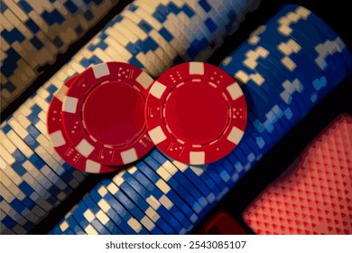 Illustration of gambling chips. Casino concept. Poker.