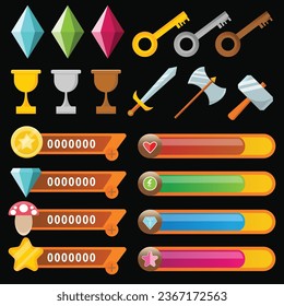 El paquete de elementos de la ilustración de juego