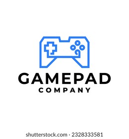 illustration of a gamepad with outline style. joystick logo for any business related to video game.