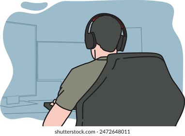 illustration of a gamer, vector art