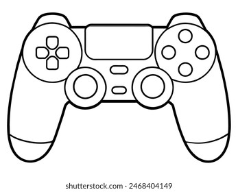 Ilustración de un controlador de juegos con dos palos analógicos, diseño de contorno en blanco y negro