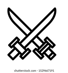 illustration of a gaming vector icon. Battle button between players. editable color. outline style.