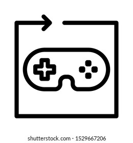illustration of a gaming vector icon. a game stick symbol surrounded by an arrow that represents a join between players to compete. editable color. outline style.