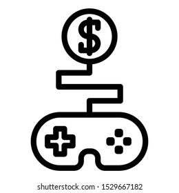 illustration of a gaming vector icon. playing to get the good from there. editable color. outline style.