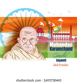 illustration for Gandhi jayanti, great Indian freedom fighter 