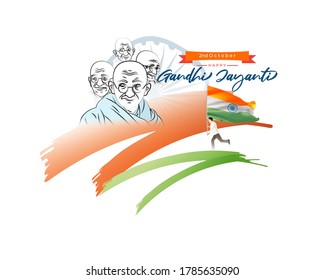 illustration for Gandhi jayanti, great Indian freedom fighter 