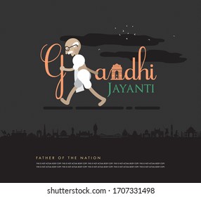 illustration of Gandhi Jayanti logo and creative