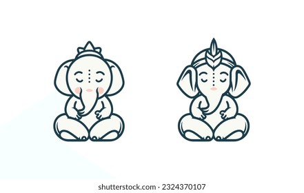 Illustration of Ganesha for Ganesh Chaturthi. Minimalistic style.