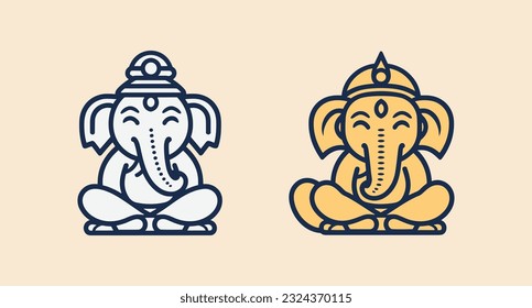 Illustration of Ganesha for Ganesh Chaturthi. Minimalistic style.