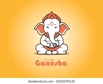 Illustration of Ganesha for Ganesh Chaturthi. Minimalistic style.