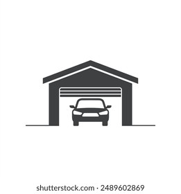 illustration of garage, garage automotive, vector art.