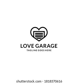 Illustration garage car house with heart sign logo design template