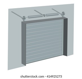 Illustration of garage door, 3D model visualization isolated on white