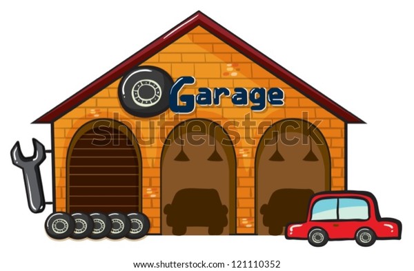 Illustration Garage On White Background Stock Vector (Royalty Free