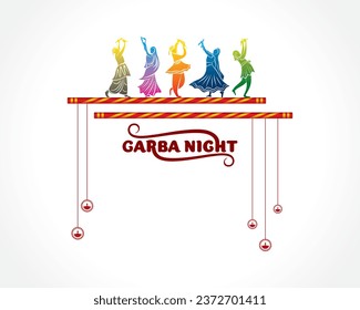 Ilustración de la noche de Garba y Dandiya en el festival Navratri de la India