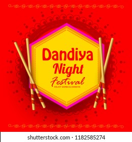 Illustration Of Garba Festival,Navratri Celebration,Gujarati Dandiya Night 
Poster Or Banner Design,Easy To Edit.