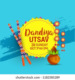 Illustration Of Garba Festival,Navratri Celebration,Gujarati Dandiya Night 
Poster Or Banner Design,Easy To Edit.