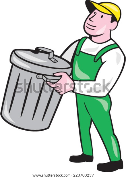 Illustration Garbage Collector Carrying Garbage Waste Stock Vector ...