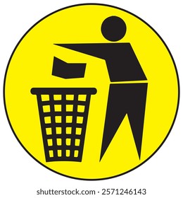 Illustration of garbage disposal, trash can icon 