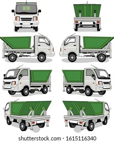 Illustration Of Garbage Mini Truck Model Sheet