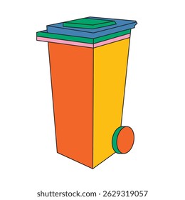 Illustration garbage retro outline unique design