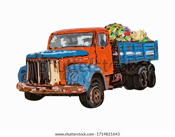 illustration of garbage transport vehicles. suitable\
for posters, banners, art and\
