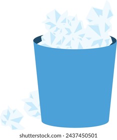 Ilustración de una gran cantidad de basura en un cubo de basura