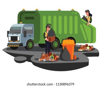 Illustration of Garbage truck