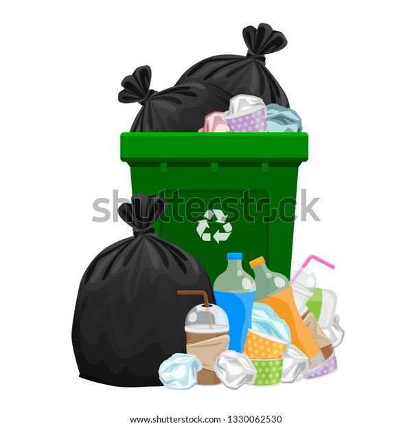 Illustration Garbage Waste Bag Plastic Green Stock Vector (Royalty Free ...