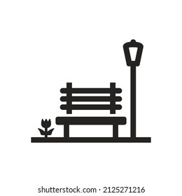 Illustration of garden chairs, lounge chairs, waiting chairs, reflection, garden, natural. Solid icons, glyphs, silhouettes.