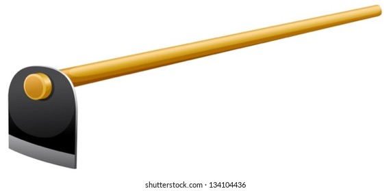 Illustration of a garden hoe on a white background