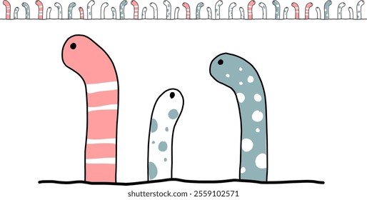 Illustration of “Spotted garden eel”, line set.