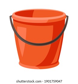 Illustration of garden plastic bucket. Tool for farming and gardening.