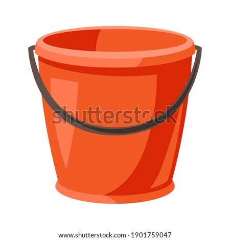Illustration of garden plastic bucket. Tool for farming and gardening.