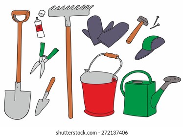 illustration of garden tools
