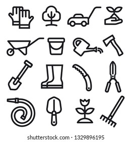 illustration of garden tools and equipment minimal icon set