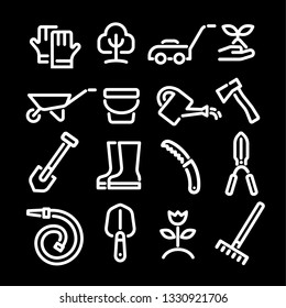 illustration of garden tools and equipment minimal icon set