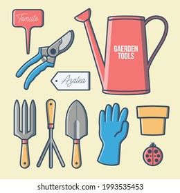 Illustration of Garden Tools Vector Symbol Flat Design