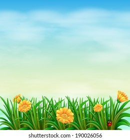 Illustration of a garden under the sky