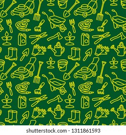illustration of gardening tools seamless pattern