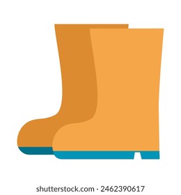 Illustration of gardening yellow rubber boots