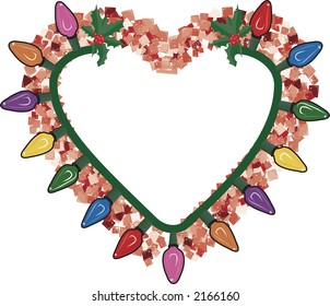 Illustration of garland and Christmas lights in a framed design element. File contains no gradients. The illustration is layered and easy to edit.