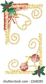 Illustration of garland and pearls in a group of Christmas corner elements.