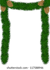 An illustration of garland an pine cones frame