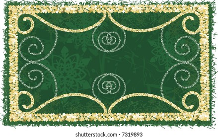 Illustration of garland in a twisting snowflake background giving the image a cheerful and warm feeling. File contains no gradients.